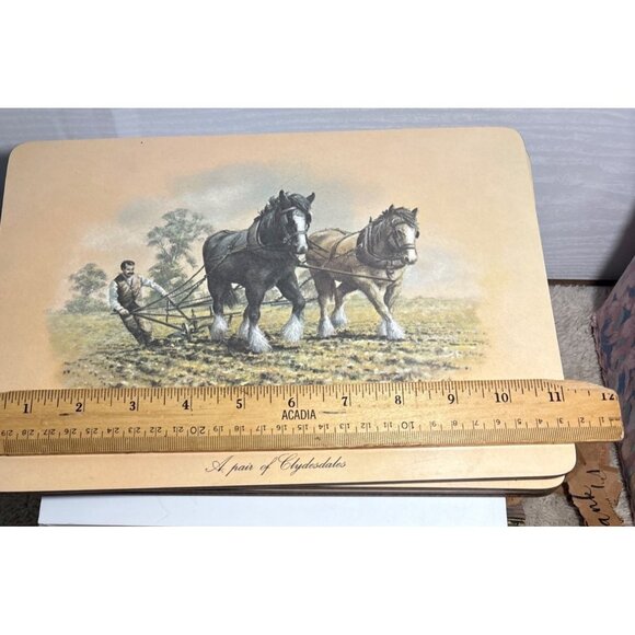Seerey-Lester Horse Scene Placemats Tablemats Felt Backing 11 x 8" Set of 4 - Picture 8 of 11